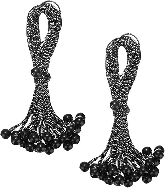 50-Pack Ball Bungee Cords, 15 Inch High Elastic Canopy Tarp Tie Down Bungee Balls for Camping/Tent/Cargo Holding Wire Hoses/Patio Umbrellas/Shelter [Black White]