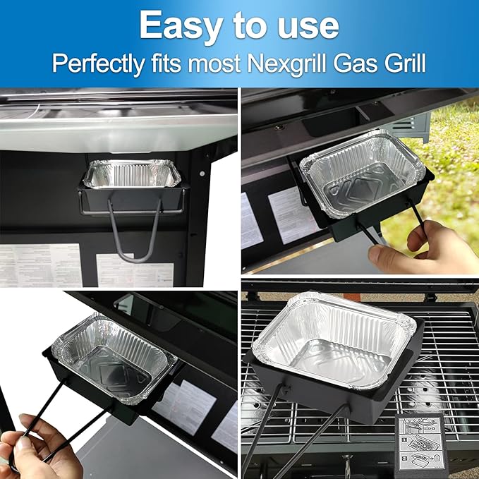 Grill Drip Pan for Nexgrill 720-0830H for Nexgrill Grease Tray Replacement Grease Pan/Box for Nexgrill 720-0888N 720-0925P 720-0896 720-08882A for Cuisinart CGG-7400 with 15pack Aluminum Foil Liner