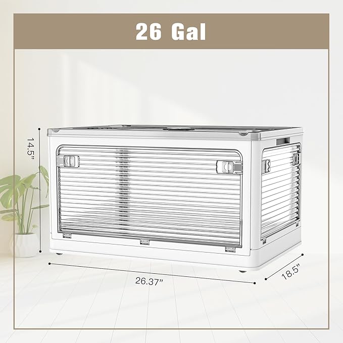 3 Pack Foldable Storage Bins, 26 Gal Collapsible Storage Bins with 5 Opening Ways, Folding Storage Boxes, Foldable Storage Cubes for Clothing, Books, White