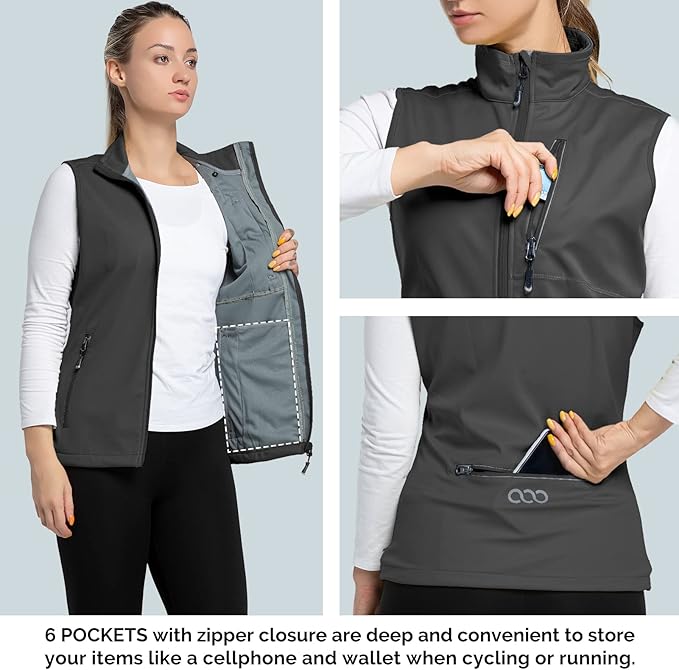 33,000ft Women's Lightweight Running Vest Outerwear with Pockets, Windproof Sleeveless Jacket for Golf Hiking Travel