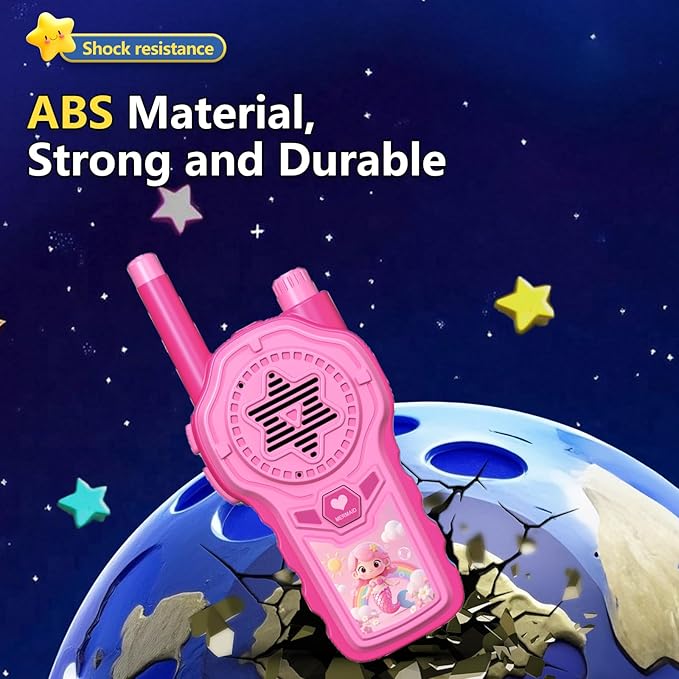 Pink Walkie Talkies for Kids 2 Pack, 2200M Long Range Family Walkie Talkie for Girls Camping Hiking Indoor Outdoor Adventures Birthday Gift(Pink)