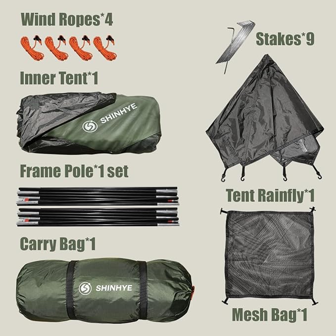 Backpacking Tent for Camping 1-5 Person Hiking Ultralight Tent for Waterproof Windproof Outdoor Two Doors Tents Easy Quick Setup Lightweight Instant Tents