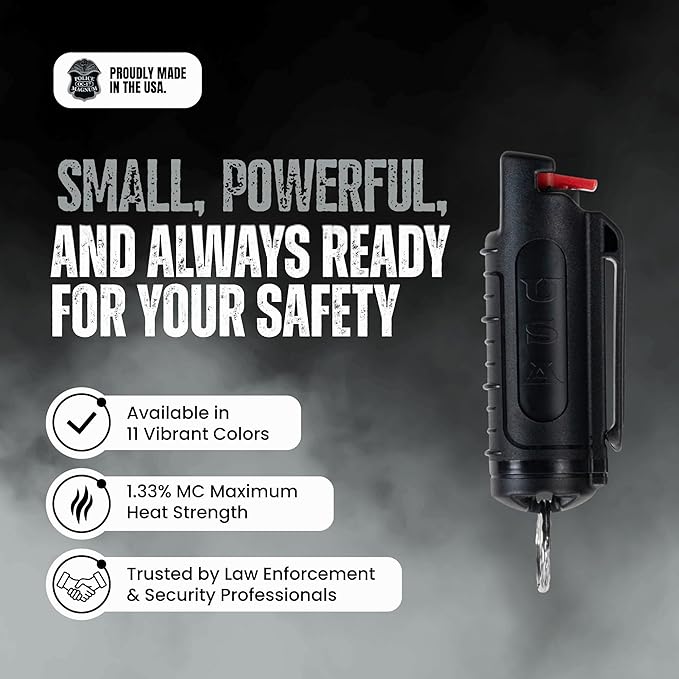 Police Magnum Bulk Pepper Spray Keychain Self Defense- Tactical Maximum Strength- Belt Clip Safety Key Chains for Women & Men- Made in The USA