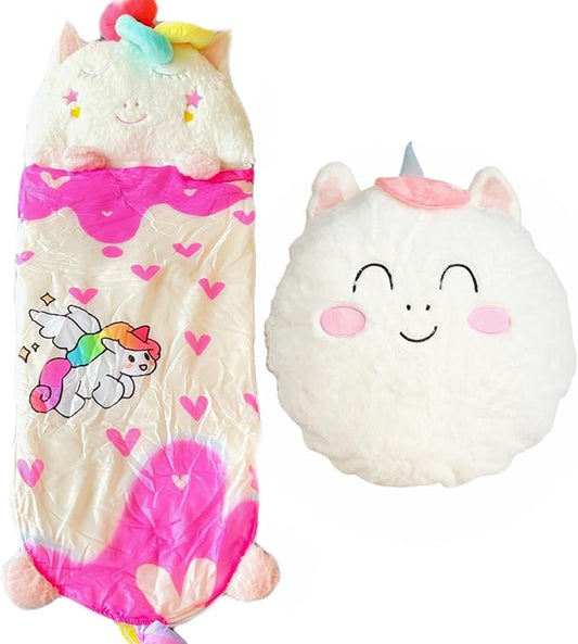 Sleeping Bag for Kids, Preschool Nap Mat, Toddler Sleeping Bag with Pillow for Daycare, Ages 3+, Large Size