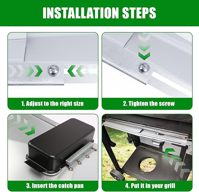 Uniflasy Grease Tray with Catch Pan and Foil Liner Universal fits Nexgrill, Dynaglo, Cuisinart, Charbroil, Kenmore,BHG,Master,Expert Gas Grill,Drip Tray Pan for 2/3/4 Burner Grill 10Pcs Aluminum Liner