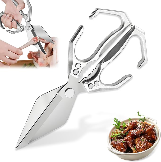 Multifunctional Heavy-Duty Kitchen Shears,oultry Scissors,Stainless Steel Heavy Duty Scissors,High-Carbon Steel Culinary Shears for Chicken,Meat, Seafood,Bone Cutting
