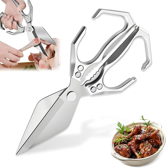 Multifunctional Heavy-Duty Kitchen Shears,oultry Scissors,Stainless Steel Heavy Duty Scissors,High-Carbon Steel Culinary Shears for Chicken,Meat, Seafood,Bone Cutting