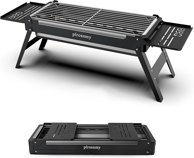 Portable Charcoal Foldable Grill, Small Grills Outdoor Cooking for Travel, Camping Smoker BBQ Grill, Stainless Steel Table Top Grill Charcoal for Outdoor Cooking, Camping, Backyard