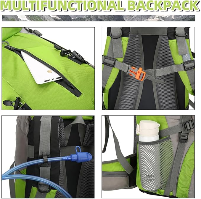 70L Hiking Backpack with Rain Cover Lightweight Travel Backpack Waterproof Camping Backpack