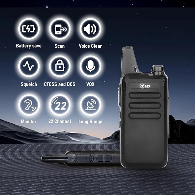 TIDRADIO TD-M8s Walkie Talkies, Portable FRS Two-Way Radios Rechargeable,Hands Free, Long Range, Rugged 2 Way Radios for Adults School Church (2 Pack)