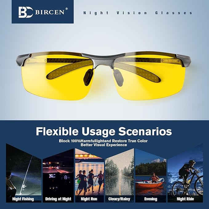 BIRCEN Polarized Carbon-Fiber Sunglasses for Men: Ultralight UV Protection Sun Glasses for Outdoor Sports Fishing Golf Hiking