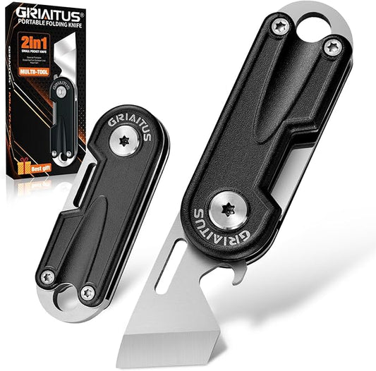 Multitool Pocket Knife, EDC Folding Knives, Small multitool with Bottle Opener Mini Pry Tool, Gifts for Men Dad Everyday Carry (black)