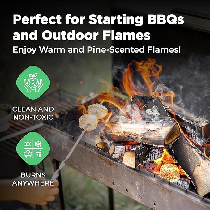 Pine-Scented Fire Starters (12-Pack) Clean & Chemical-Free | Fresh Pine Fragrance | Waterproof Fire Starters for Indoor Fireplace, BBQ, Campfire, Wood Stove, Chimney, Fire Pit, Grill, Smoker, Bonfire