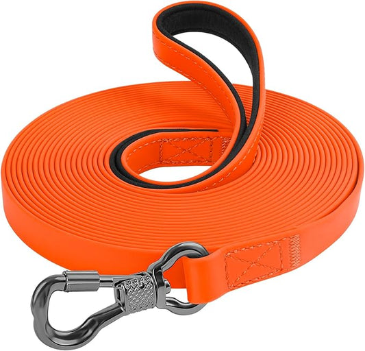 XiaZ Waterproof Dog Leash Long, Training Long Line Lead for Large Medium Small Dogs Outside Walking, Playing, Camping, or Yard (10FT, Orange)