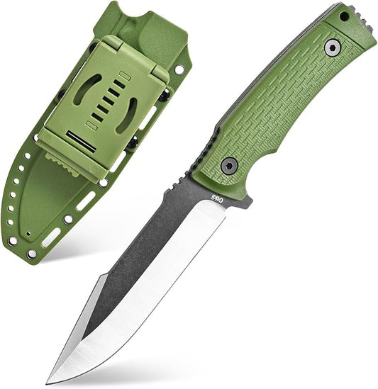 GTK3 Fixed Blade Knife AUS-8 Steel Blade Nylon Fiberglass Handle Full Tang EDC Tool Knifes for Outdoor Camping Survival Adventure Bushcraft(green)