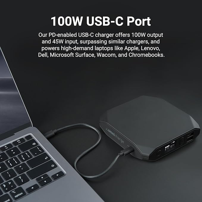 Omni 20C+ Professional Premium Portable Power Bank with Fast Charging 100W USB-C PD 20,000mAh/71Wh – Laptop Power Bank, Universal Charger for All Devices, USB Hub, Wireless & QC 3.0 Power Solution