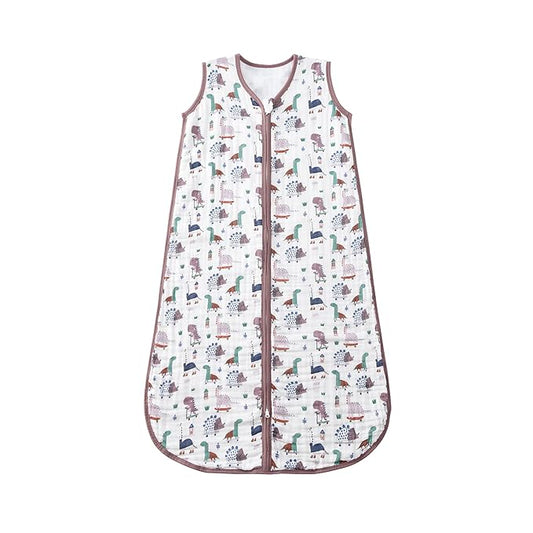 Baby Sleep Sack 2-4 T Baby Wearable Blanket 100% Organic Cotton 0.5 TOG Toddler Sleep Sacks 2- Way Zipper Soft 4 Layers 2T 3T 4T Dinosaur