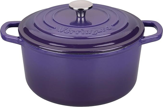 Enameled Cast Iron Dutch Oven Pot with Lid, for Sourdough Bread Baking, Round Dutch Ovens, 4.5 Quart, Purple