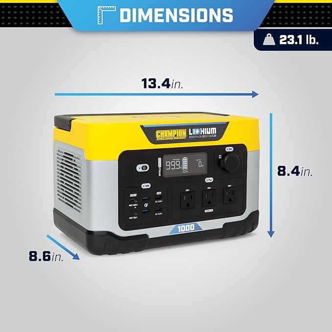 Champion Power Equipment 998-Wh Portable Solar Power Station and 200-Watt Solar Panel