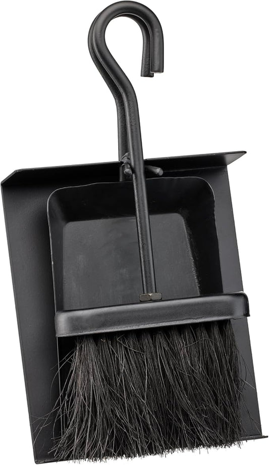 UniFlame Black Fireplace Ash Shovel and Brush Set with Pan