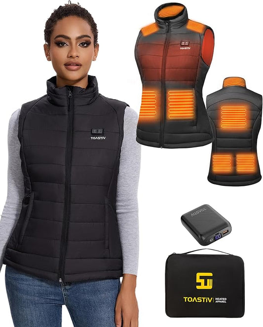 Heated Vest for Women with 16000mAh 7.4V Battery, Lightweight Quilted Electric Vest, Water-Resistant Warming Vests