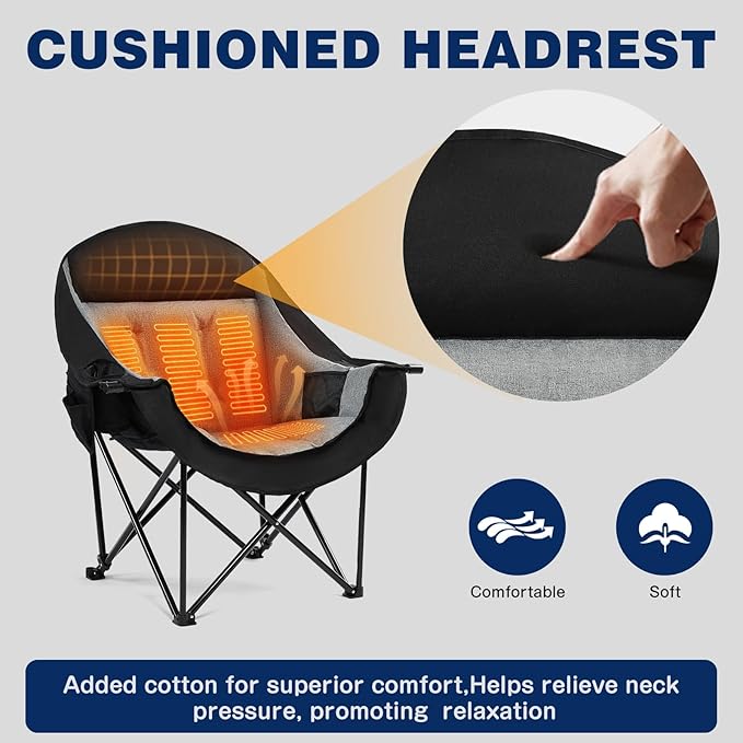 apollo walker Heated Camping Chair - Heavy Duty 500lbs Camping Chairs for Adults with Adjustable Heating, Cup Holder & Cooler Bag, Heated Chairs Outdoor Sports Beach Concert Stadium