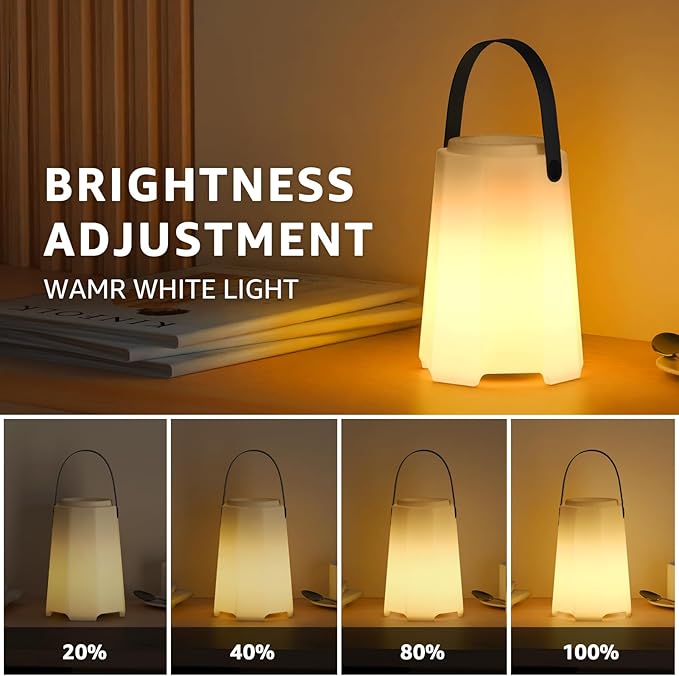 Portable Outdoor Table Lamp, Cordless Rechargeable Outdoor Table Lanterns RGB LED Lights with Remote, IP44 Water-Resistant Battery Operated Hanging Lamp for Patio Garden Camping Dining Room