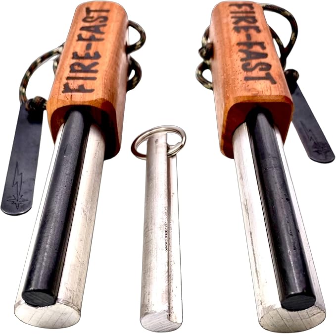 Fire-Fast Trekker. Best Emergency Waterproof Survival Fire Starter. Magnesium and Euro Fire Steel Ferro Rod. Compact Durable Tool for Bushcraft, Camping, Backpacking, Hiking, Hunting, or Bug Out Bag