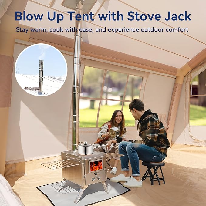 Inflatable Blow Up Tents for Camping,Waterproof Oxford Hot Tent with Manual Pump,Spacious Easy Setup Inflatable Camping Air Tent for Family Glamping