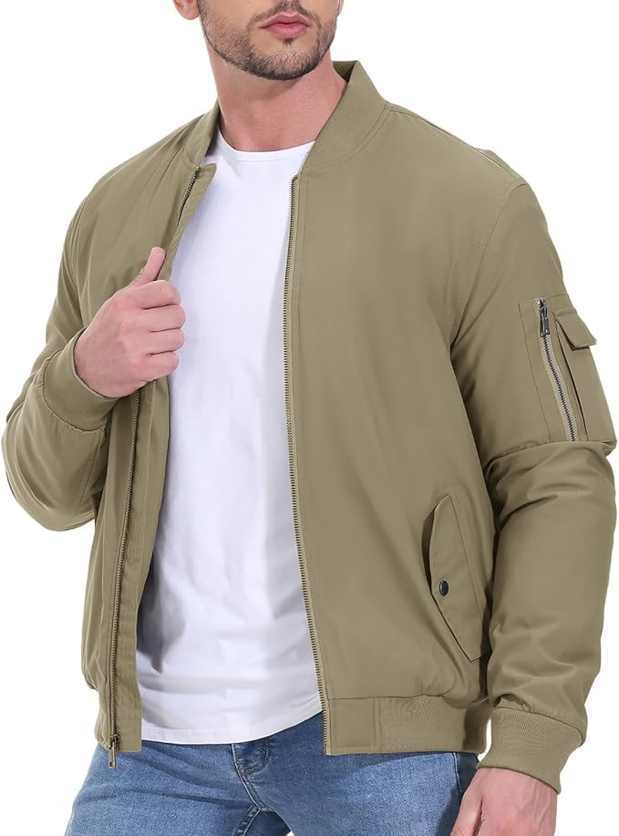 Gopune Men's Windproof Bomber Jacket Warm Water Resistant Windbreaker Winter Outwear Quilted Jackets Coats