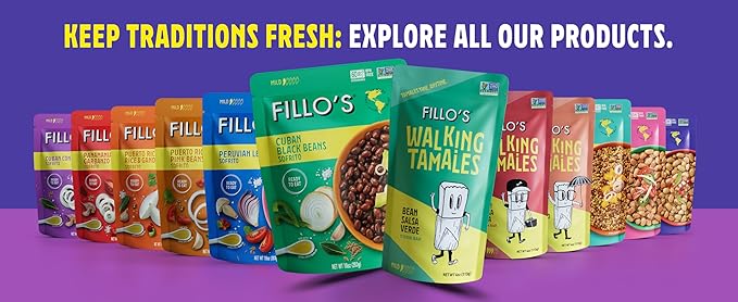 Fillo's Cuban Congri - Black Beans and Rice, Ready to Eat Rice with Beans, 8 oz Pk of 6, Gluten-Free, Preservative-Free, Microwavable Meals, Non-GMO, Vegan