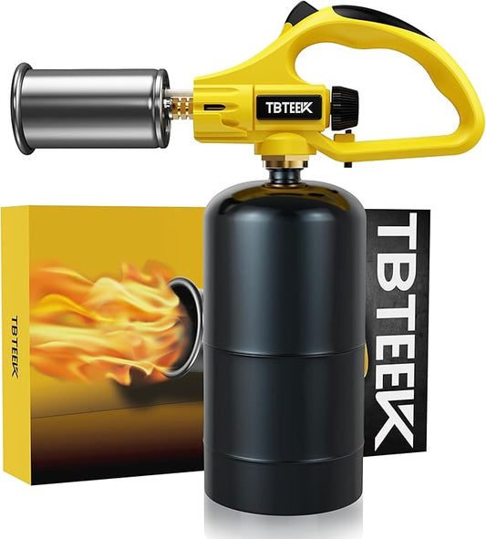 TBTEEK Powerful Propane Torch Head, Sous Vide Grill Cooking Torch With Adjustable Flame, Safety Lock Charcoal Torch Lighter for BBQ, Searing Steak, Creme Brulee, Campfire (Tank Not Included)
