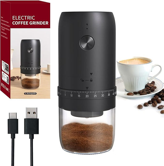 Portable Battery Powered Burr Coffee Grinder with 40 Adjustable Settings and 35g Capacity, 1800mAh Rechargeable Coffee Bean Grinder with Conical Ceramic Burr for Travel, Camping, Office, Espresso etc