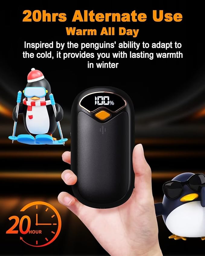 Hand Warmers Rechargeable - Electric Hand Warmer Rechargeable 2 Pack, LED Digital Display, 4 Heat Levels Reusable, USB-C, Magnetic Portable Handwarmers for Golf/Camping/Hunting, Gift for Women, Men