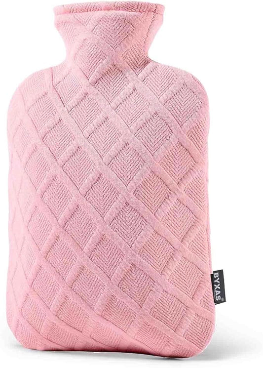 FORICOM Hot Water Bottle, 2L, 6-Hour Heat Retention, PVC Heating Pad, Easy to Use, Hot Bag for Cramps, Pain Relief for Women, Pink