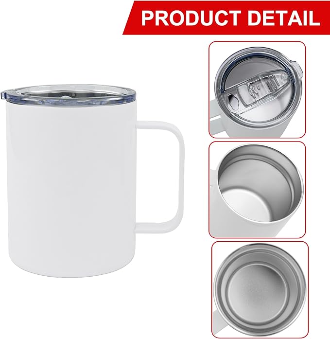6 Pack 20 oz Sublimation Tumblers with handle Coffee Blanks, with Lid and Straw Cups Blank Bulk, Straight Skinny Insulated Cup Stainless Steel Water Bottle for Craft DIY…