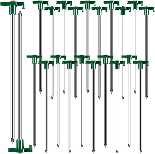 20 Pcs Metal Tent Stakes Heavy Duty,10 inch Camping Stakes Tent Pegs with 4x10ft Ropes,Galvanized Non-Rust Camping Tent Stakes,Pop Up Canopy Stakes,Tent Spikes for Outdoor Camping,Green