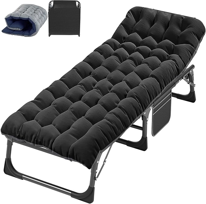 ABORON Folding Camping Cot for Adults, Double Layer 1200D, 500lb Capacity, Heavy Duty Guest Cot with Mat & Carrying Bag for Indoor & Outdoor Use