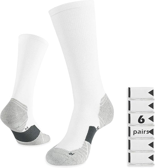 WANDER 3-6 Pairs Men's Athletic Run Cushion Over-the-Calf Tube Socks