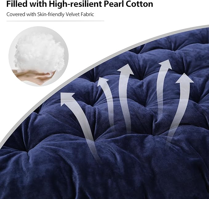 REDCAMP Extra Thick Folding Sleeping Cot Pads, Comfortable Soft Velvet Cotton Camping Cot Mattress Pad for Hiking, Backpacking, Blue 75"x28"