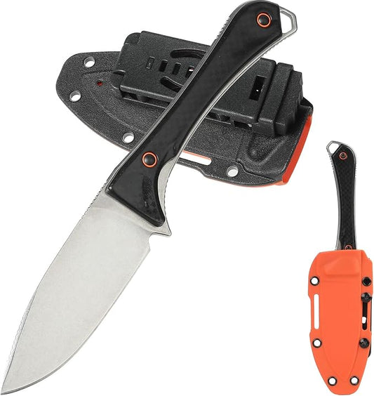 Camping Knife, Fixed Blade Knife With Sheath, Hunting Knife 440c Steel For Outdoor, Hiking, Hunting, Camping (Black)
