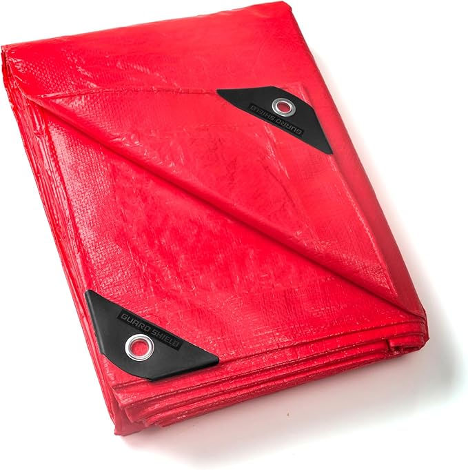 GUARD SHIELD Red Tarp 16x20 Feet Tarps High Visibility Outdoor Poly Cover Lightweight 6mil