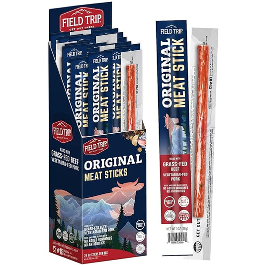 Field Trip Grass Fed Original Jerky Snack Sticks, Keto, Paleo, Gluten Free, Allergy Friendly Snack, High Protein, 90 Calorie Snack, 1oz, 24 Pack