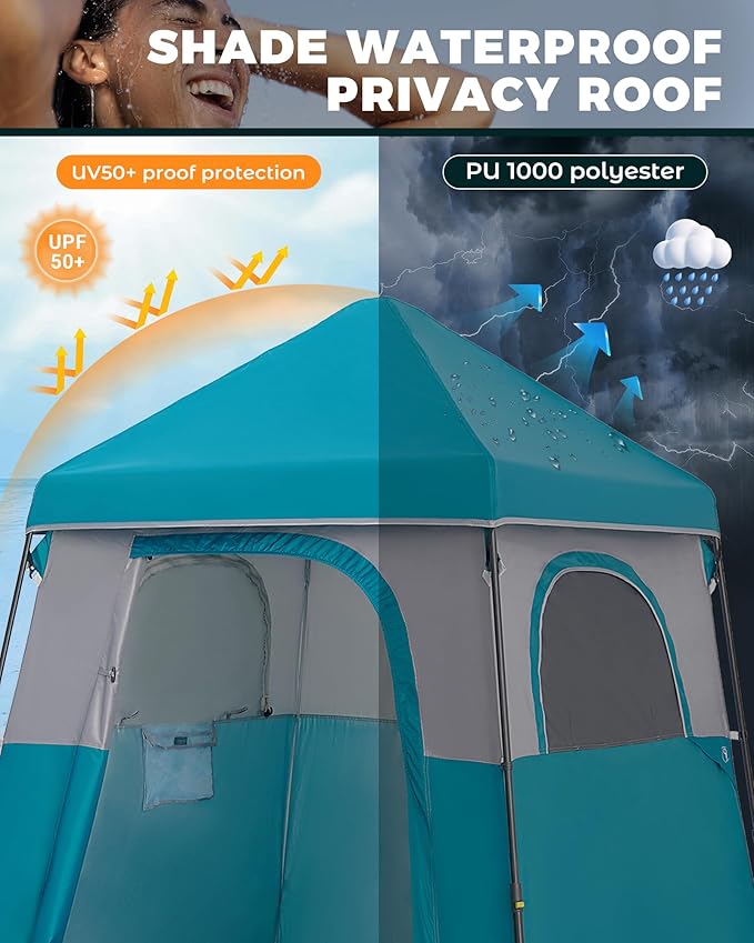 KingCamp Instant Shower Tent, Portable Superior Stable Privacy Shelter, Large Room Outdoor Toilet Tent with Floor for Beach, Camping & Hiking, Setup in Under 60s