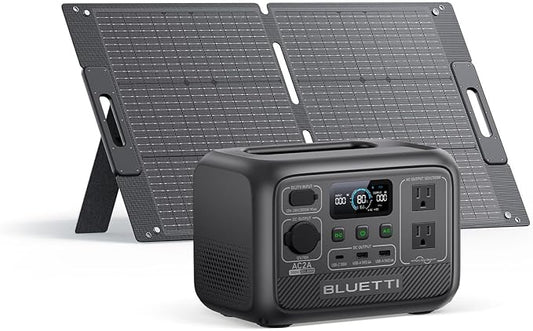 BLUETTI AC2A Solar Generator with 100W Solar Panel Included (Ships Separately), 204Wh LFP Battery Backup, w/ 2 300W (600W Power Lifting) AC Outlets, 0-80% in 40 Min, Portable Power Station for Camping