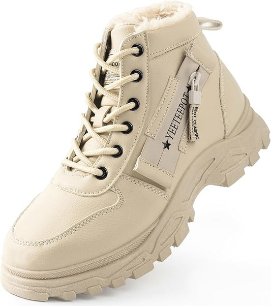 Womens Snow Boots Warm Winter Boots Ladies Fur Lined Ankle Boots Lace Up Outdoor Booties Anti-Slip Sneakers Waterproof Walking Shoes