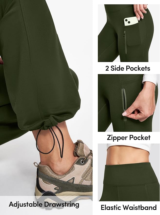 IUGA Fleece Lined Pants Women Water Resistant Hiking Pants Winter Flare Leggings with Pockets Bootcut Thermal