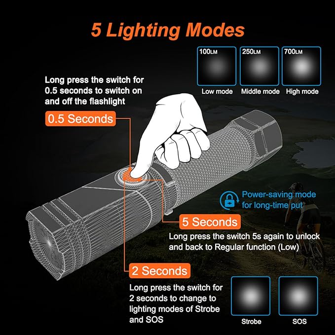 NICRON Flashlight, 700 Lumens 90 Degree Pocket Flashlight Rechargeable IP65 Waterproof 5 Modes for Camping, Outdoor, Hiking, Car Repairing, Red