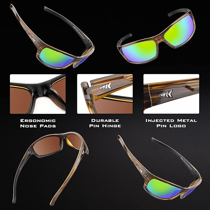 KastKing Kateel Polarized Sport Sunglasses for Men and Women, Ideal for Driving Fishing Cycling and Running,UV Protection