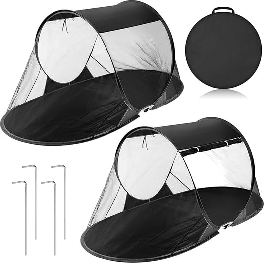 Pop up Mosquito Net Tents for Camping Instant Netting Screen Foldable Pop Tent with Ground Pin Waterproof Freestanding Insect Summer Bed Protection(86.61 x 41.34 x 35.43 inches,Black,2 Pcs)